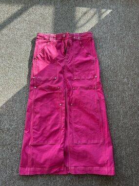 Pilcro Hot Pink Carpenter Maxi Skirt
